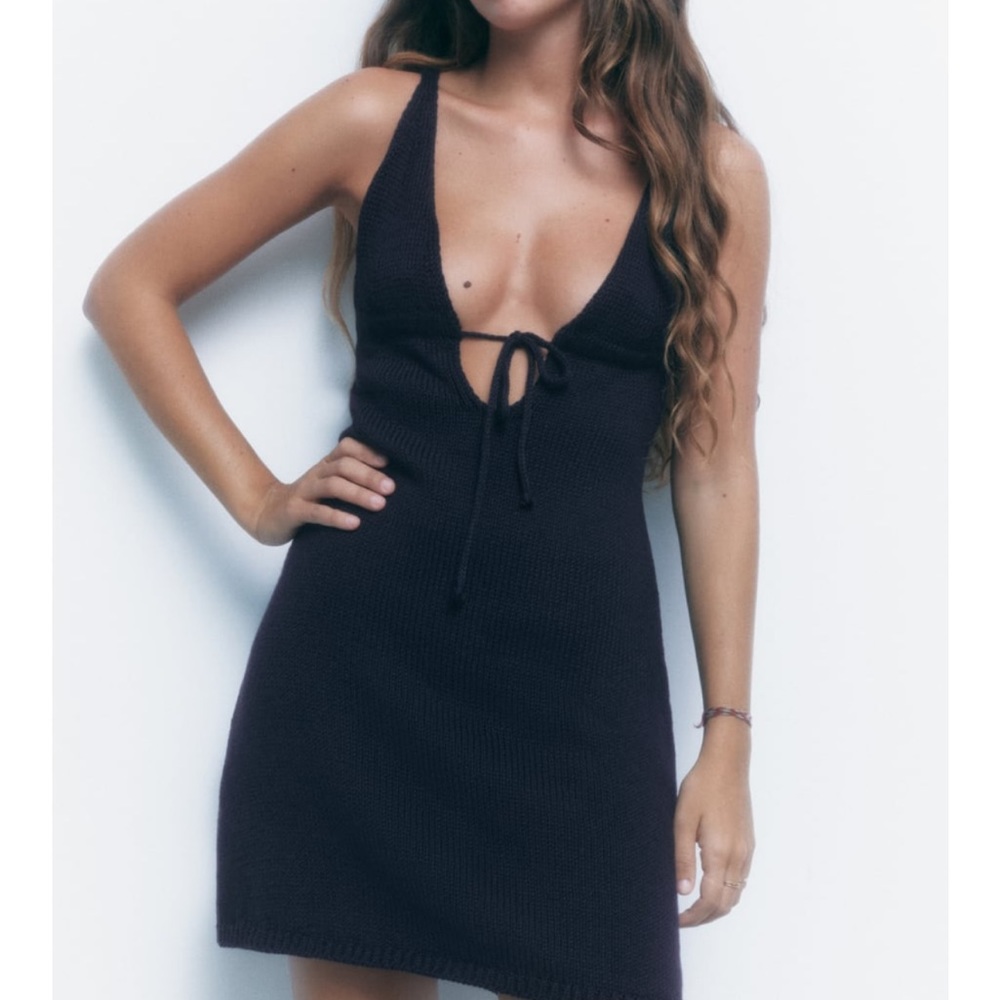 Zara navy knit dress
